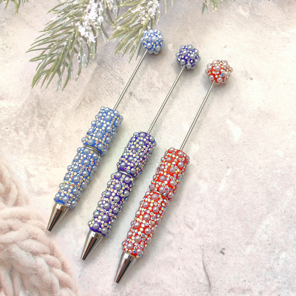 Wholesale Full of Diamonds and Pearls Creative Gradient Bead Piercing DIY Ballpoint Pen
